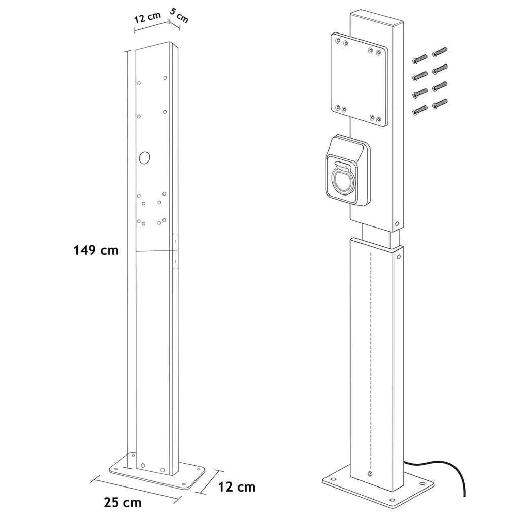 Loady matt black mounting pole for Wallbox Pulsar Max - view 5