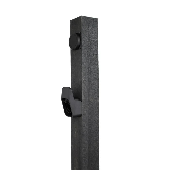 Loady Pillar 22kW EV charger anthracite pillar close-up with cable holder - buy Type 2 ground mount charger